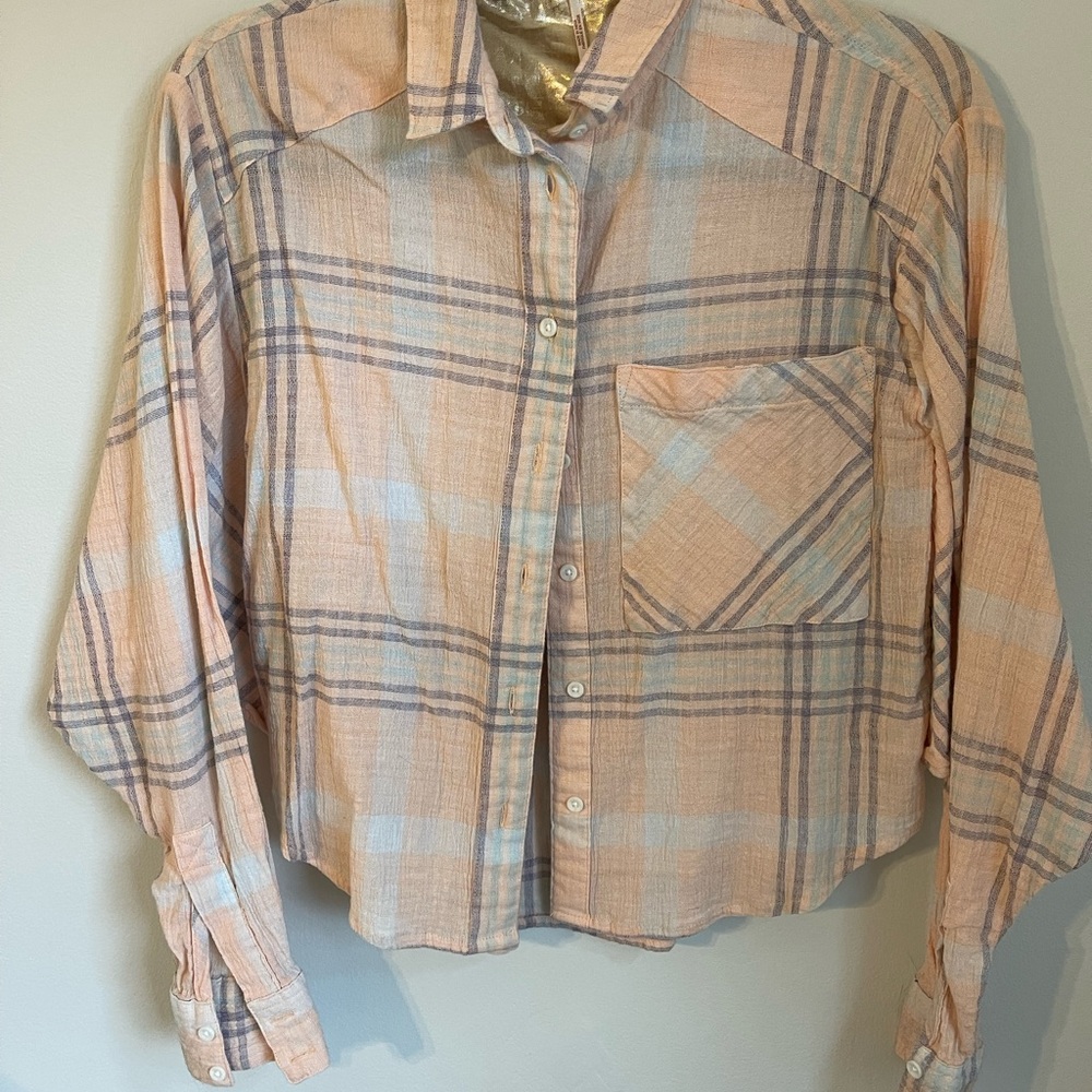 Free People Plaid Button Up
